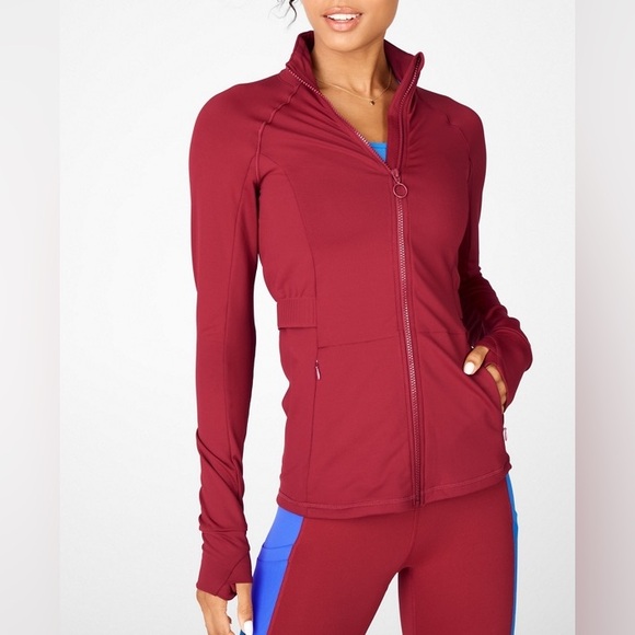 Fabletics Trinity Performance Workout Red Jacket - Picture 1 of 3